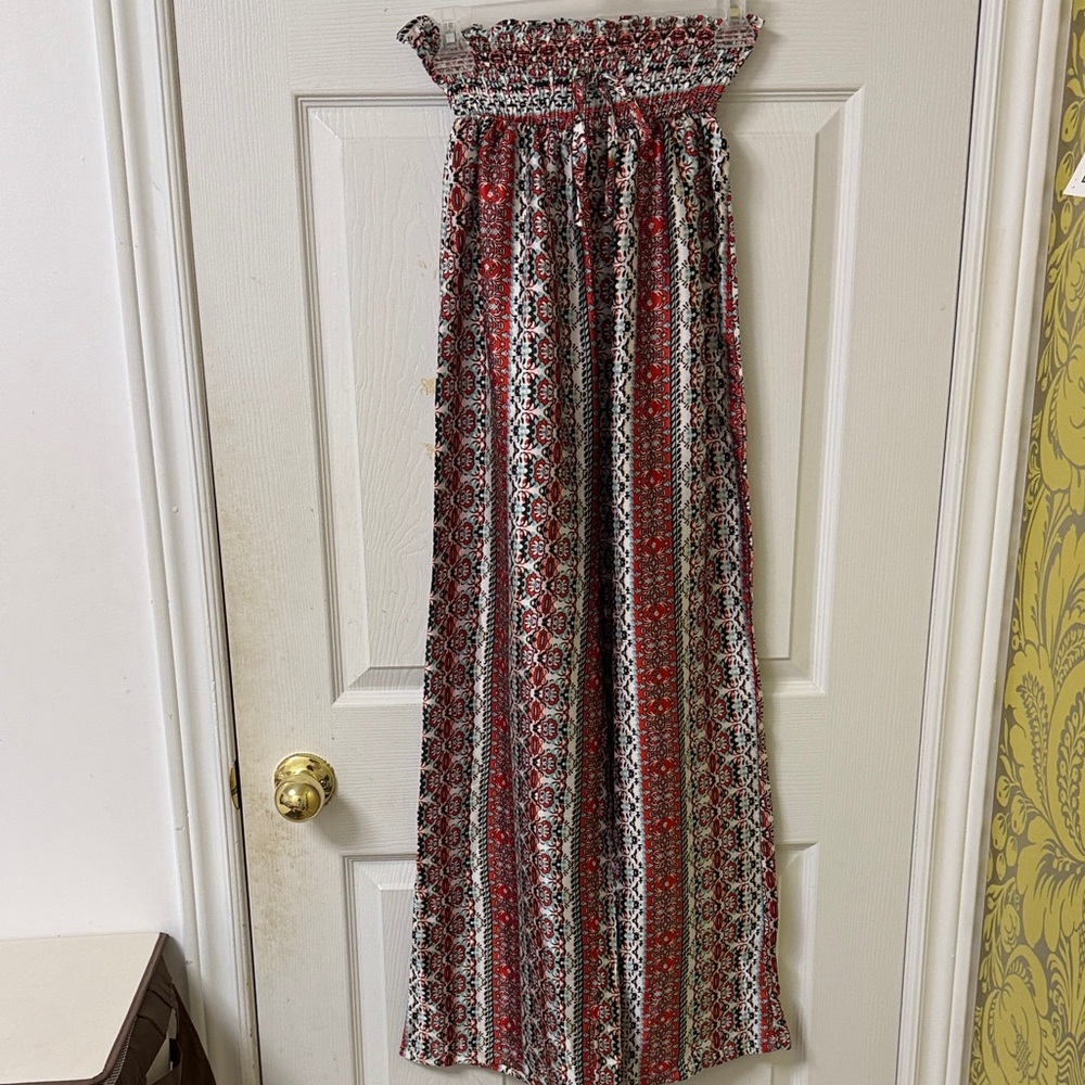 SHEIN Red and Black Wide Leg Pants